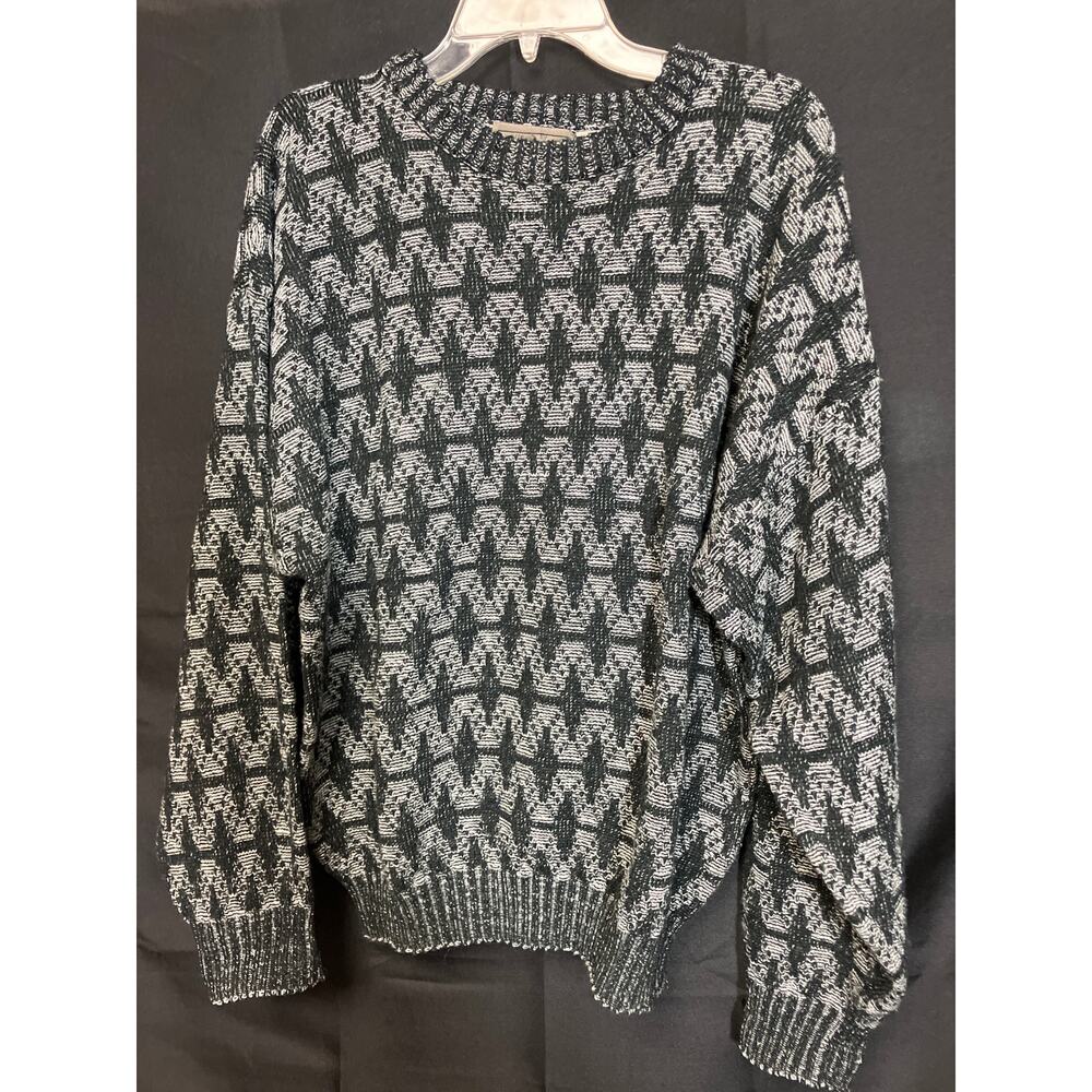 Mens Vintage Magnet Black Geometric Pullover Sweater Size  XL